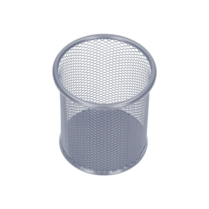 Q-connect Cubilete Portalapices Metálico Rejilla Plata Redondo Diámetro 86 mm Alto 105 mm 4