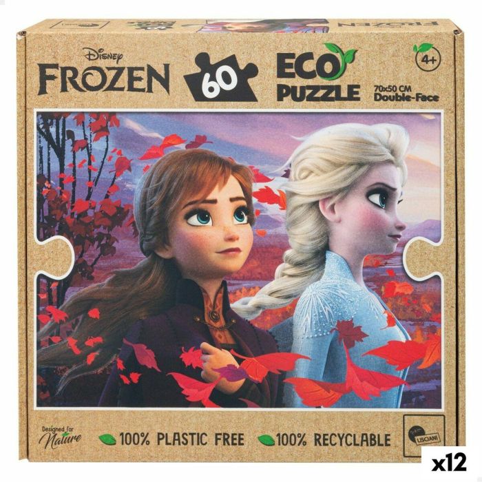 Puzzle Infantil Frozen Doble cara 60 Piezas 70 x 1,5 x 50 cm (12 Unidades)