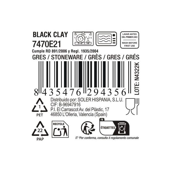 La Mediterranea Fuente Oval Black Clay, 28.5 x 12.7 x 2.2 cm (12 Unidades) 4