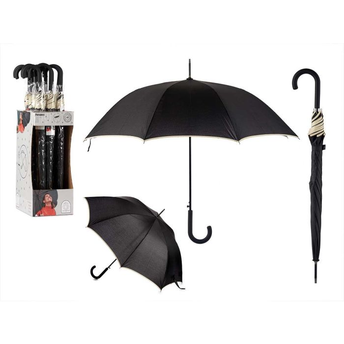 Arte Regal Paraguas 8 Varillas Negro con Borde Crema, 12x5x86 cm (Set de 12)