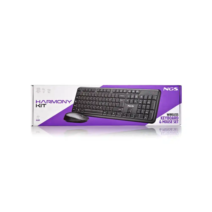 NGS HARMONY KIT Teclado y Ratón Inalámbricos Silenciosos con 12 Teclas Multimedia, Diseño Ergonómico y Silencioso 1