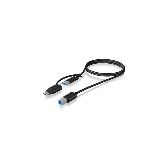 USB-A > USB-B (ST-ST) 1m + USB-A > USB-C (BU-ST) Adapter ICY BOX Black 3