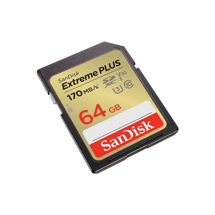 SanDisk Tarjeta Memoria Secure Digital SDXC Extreme PLUS 64GB UHS-I U3 170 MB/s para 4K Resistente a golpes y agua 2