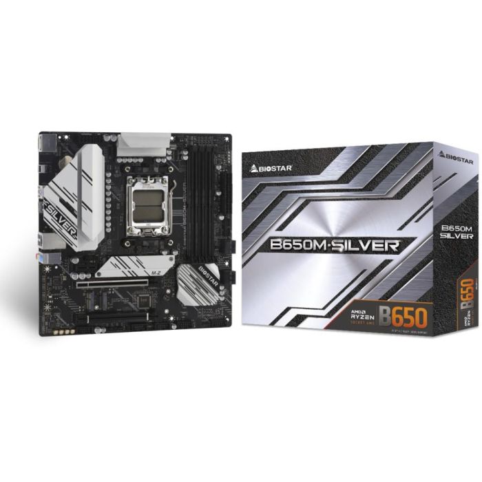 BIOSTAR B650M-Silver Placa Base AMD B650 Zócalo AM5 DDR5 micro ATX para AMD Ryzen 7000 Series 1 BIOSTAR B650M-Silver Placa Base AMD B650 Zócalo AM5 DDR5 micro ATX para AMD Ryzen 7000 Series 1