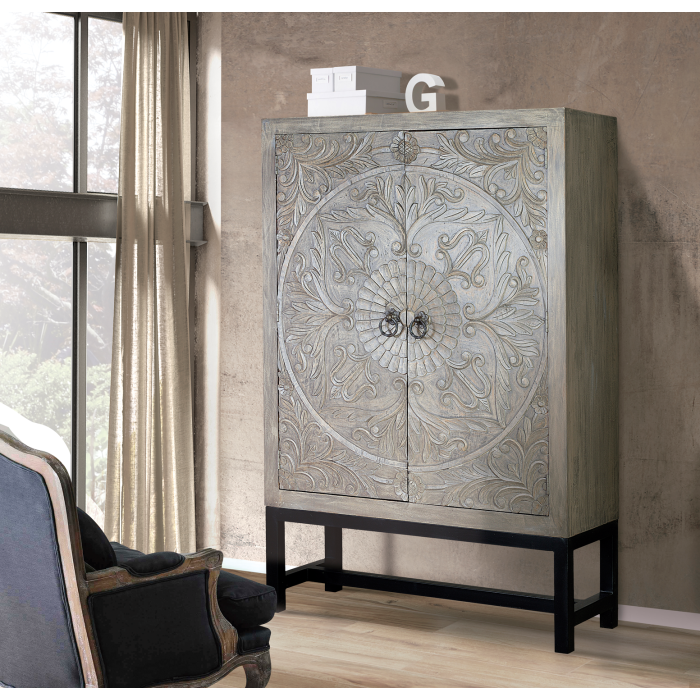 Giner y Colomer Armario de Madera de Mango con Patas de Hierro Gris Envejecido 180 cm 7 Giner y Colomer Armario de Madera de Mango con Patas de Hierro Gris Envejecido 180 cm 7