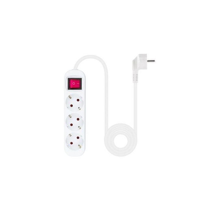 Regleta con Interruptor Nanocable 10.38.0003/ 3 Tomas de Corriente/ Cable 1.4m/ Blanca 1