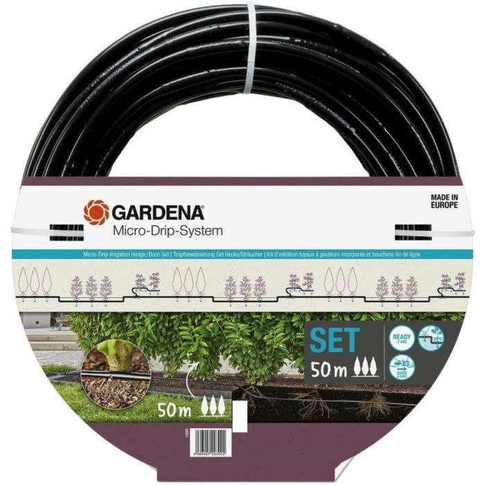 Gardena 13501-20 Kit de iniciación: 50 m de tubería de goteo incorporada y tapa del extremo de la línea