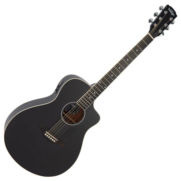 Vintage Pacific Coast A/E Guitar - Midnite Black