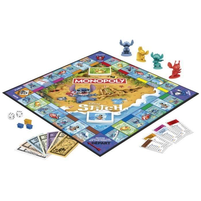 Monopoly HASG0388101 Juego de Mesa Stitch Edición Disney Lilo & Stitch para 2-4 Jugadores, 30 min, +8 Años 1