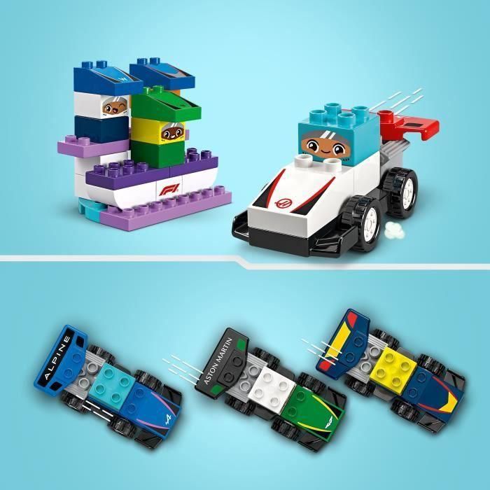 Lego Duplo Juego de Construcción: Coches de Carreras y Pilotos del Equipo F1 - Set de Ladrillos para Niños y Niñas a partir de 2 Años 2