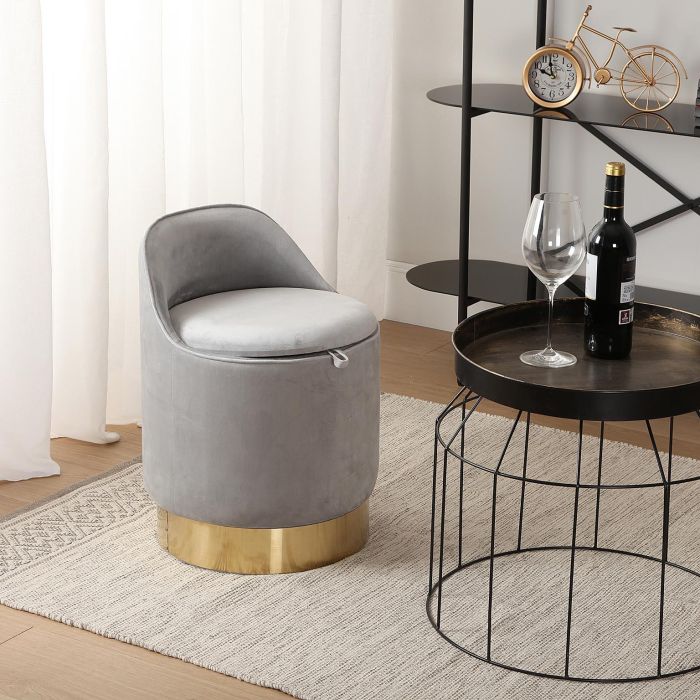 Puff Gris / Dorado Almacenaje Versa 40X55CM (2 Unidades) 1