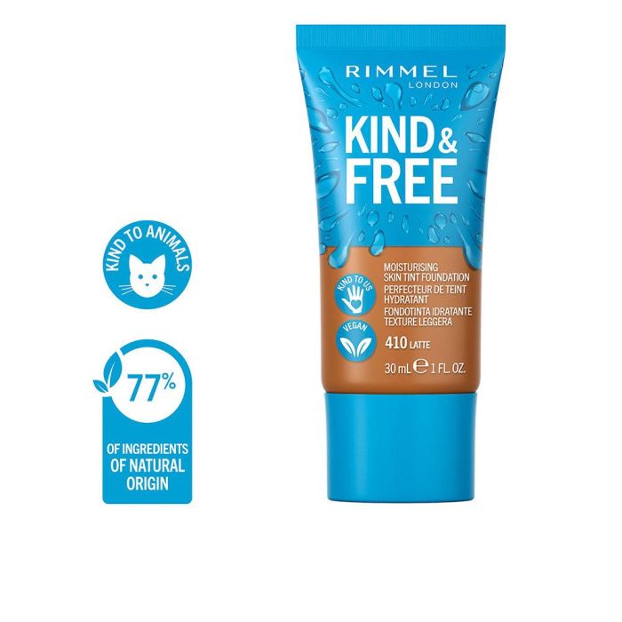 Rimmel London Base de Maquillaje Kind & Free Tint Foundation Tono #410 Latte Acabado Natural 30ml 3