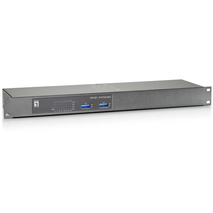 Level One FEP-1601 Switch 16 Puertos Fast Ethernet 19" con 16xPoE 250W