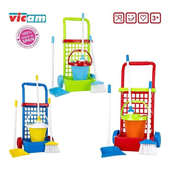 Vicam Carro de Limpieza con Escoba, Fregona, Cubo y Recogedor - Modelos Surtidos 3
