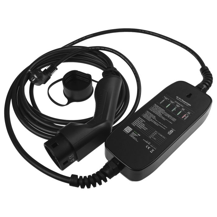 Green Cell EV16 Cargador Móvil para Coche Eléctrico 3.6 kW 16A Tipo 2/Schuko AC, Cable 6.5m Negro IP66 con Pantalla LCD