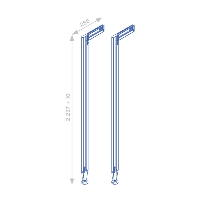 Emuca Lote de 2 estructuras Zero con herrajes y perfiles para montaje al suelo y a pared con nivelador circular, Aluminio y Zamak, Gris piedra 6