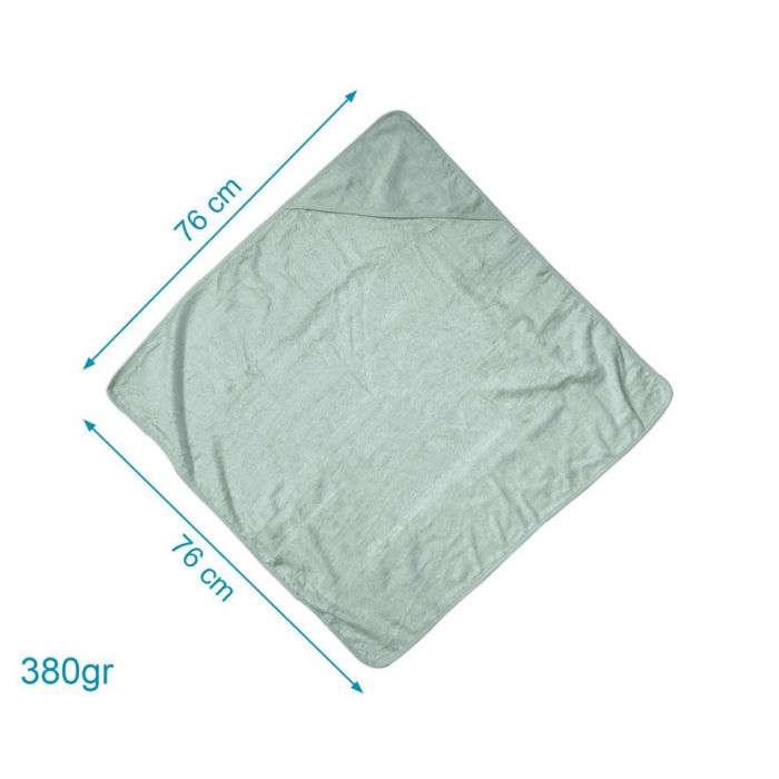 KioKids Toalla Baño Bebé 100% Bambú con Capucha, Suave, Absorbente y Termo Climática para Piel Sensible, Color Sage 76x76 cm 3