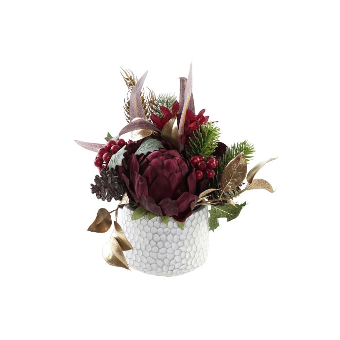 DKD Home Decor Planta de Navidad Artificial Tradicional Roja y Blanca de PE, 26x26x24 cm, Paquete de 12 Unidades