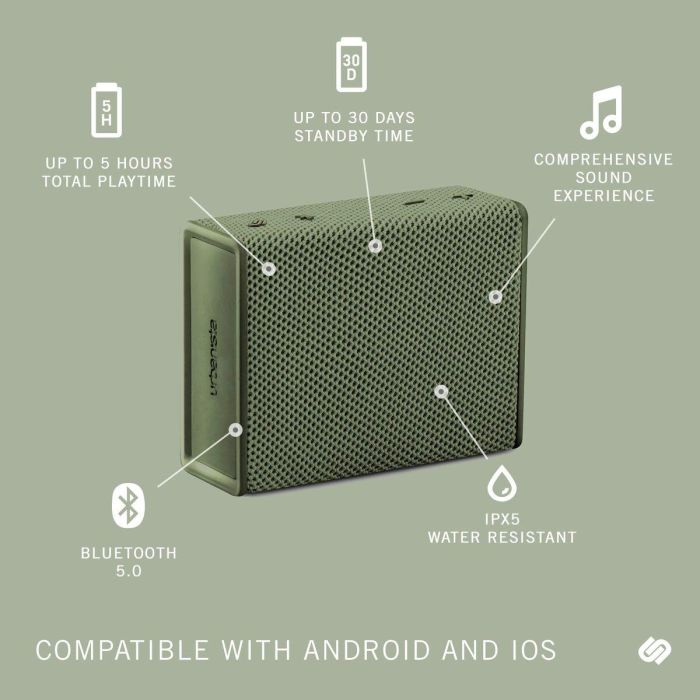Urbanista Altavoz Portatil Sydney Bluetooth Verde - Sonido Impecable y Diseño Vibrante hasta 5 Horas de Autonomía 8 Urbanista Altavoz Portatil Sydney Bluetooth Verde - Sonido Impecable y Diseño Vibrante hasta 5 Horas de Autonomía 8