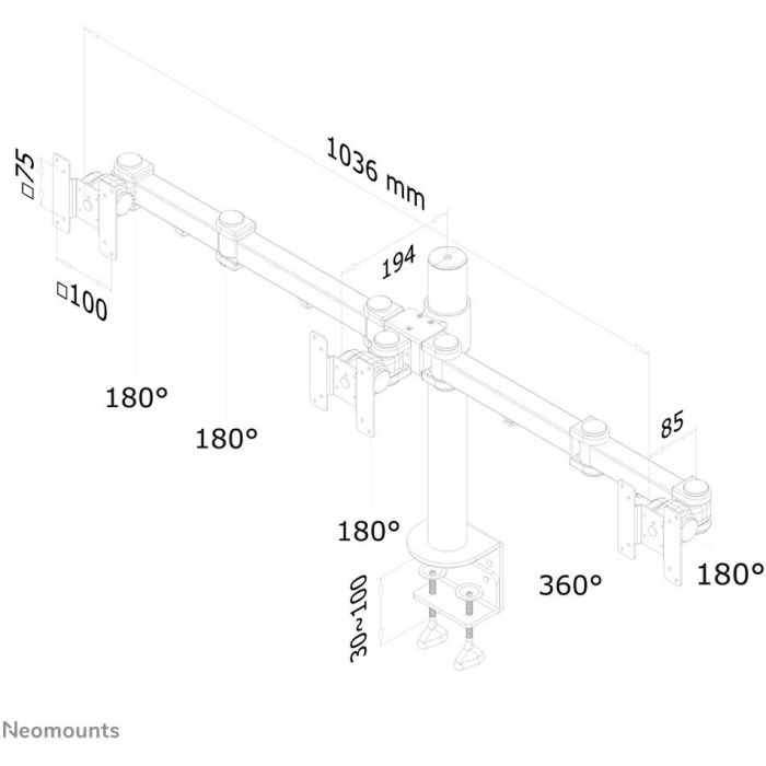 Tischhalterung für drei Flachbildschirme bis 21" (53 cm) 6KG FPMA-D960D3 Neomounts 2