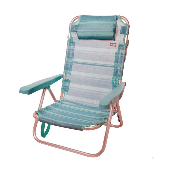 Silla playa plegable aluminio 5 posiciones mediterran 48x45,5x84 cm con asa. 2