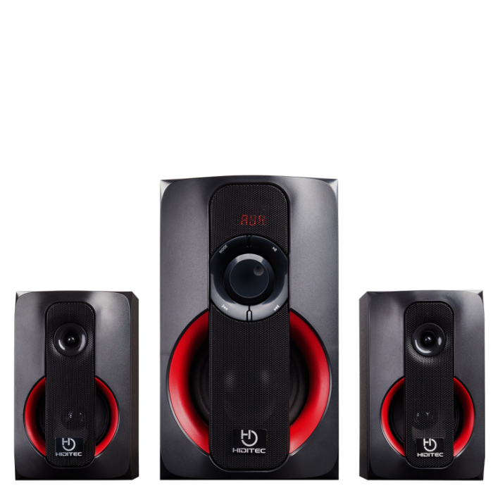 Hiditec H400 Altavoces 2.1 canales 80W Sonido Nítido y Profundo con Bluetooth y Radio FM, Control Remoto y Graves Ajustables