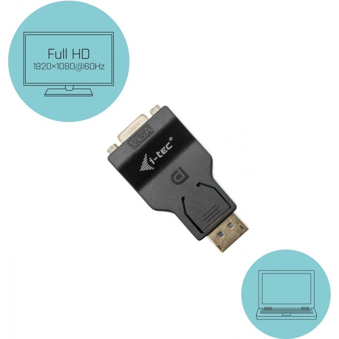 Adaptador DisplayPort a VGA i-Tec DP2VGAADA Negro 2 Adaptador DisplayPort a VGA i-Tec DP2VGAADA Negro 2