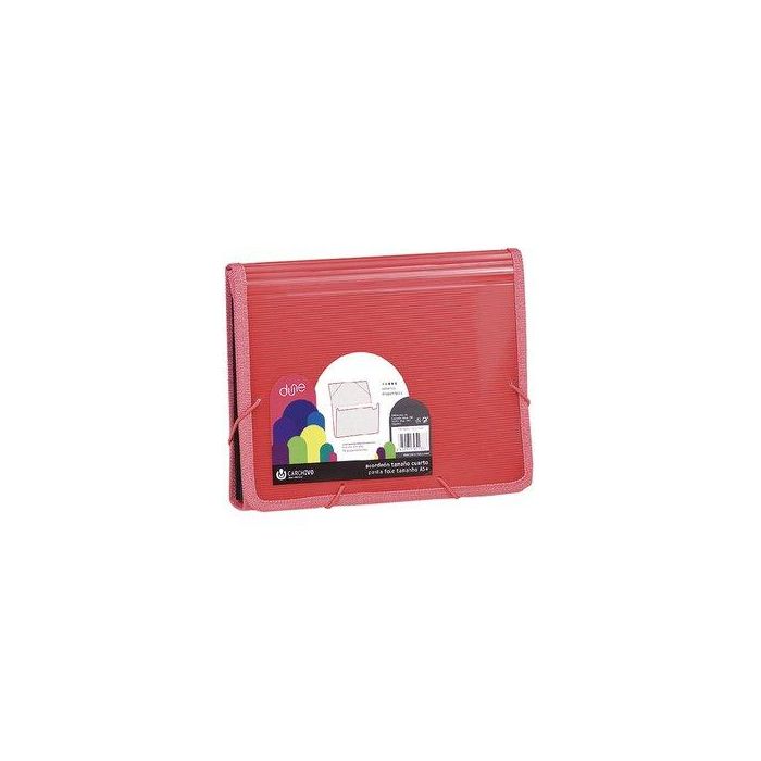 Clasificador Acordeon Carchivo Dune Pp Ribete A5 13 Dptos.(A-Z) Con Gomas Rojo (Set de 4)