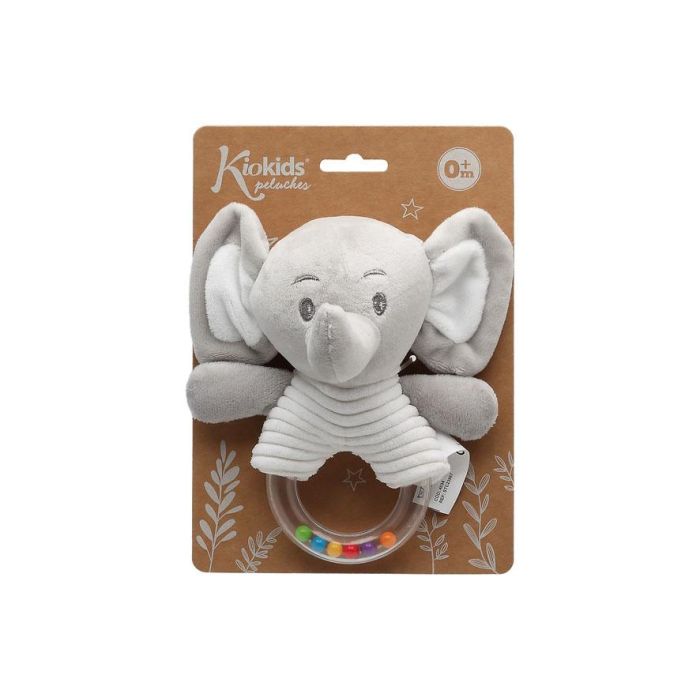 Kiokids Peluche Elefante Sonajero Gris 18 cm para Bebés +0 Meses - Suave, Adorable y Achuchable, Colección Dolci Amici 4