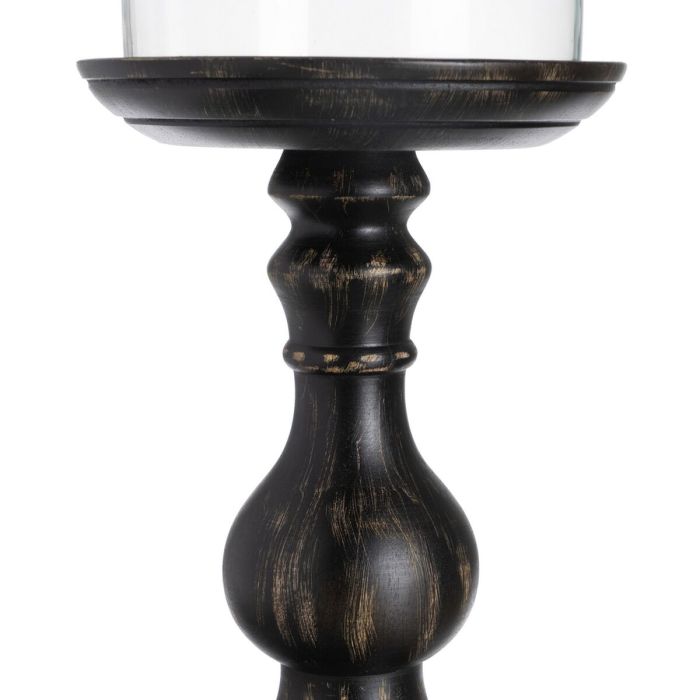 Portavelas Negro Madera Cristal 18 x 18 x 47 cm 3