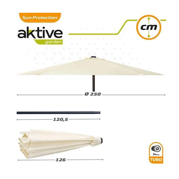 Color Baby Parasol Terraza 250 cm con Chimenea Mástil Aluminio 3,4 cm Crema 3