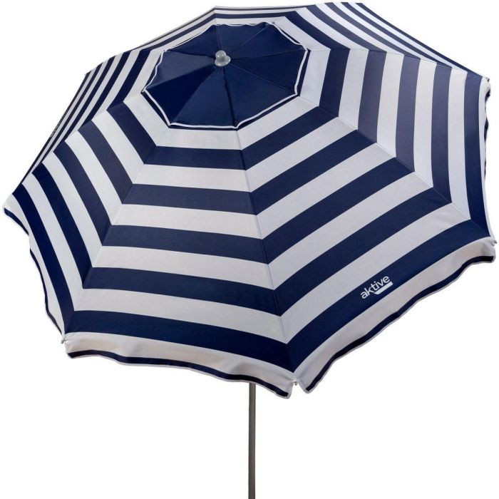 Sombrilla Aktive Azul/Blanco 220 x 209 x 220 cm Acero Tela Oxford (6 Unidades) 1 Sombrilla Aktive Azul/Blanco 220 x 209 x 220 cm Acero Tela Oxford (6 Unidades) 1