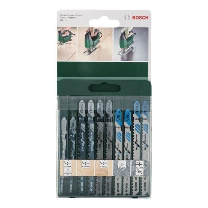 Bosch Juego de 10 Hojas de Sierra de Calar para Madera y Metal (TT 101 B, T 144 D, T 119 BO, T 118 A, T 127 D) 1 Bosch Juego de 10 Hojas de Sierra de Calar para Madera y Metal (TT 101 B, T 144 D, T 119 BO, T 118 A, T 127 D) 1