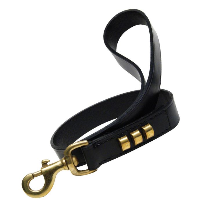 Gloria Correa para Perro Duna de Piel Negra con Doble Capa y Tachuelas Doradas 60cm largo x 2.5cm ancho