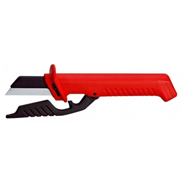 Knipex 98 56 Cuchillo para Cables, de Electricista, con Mango Plástico, Color Rojo, 190 mm de Longitud y 64 g de Peso