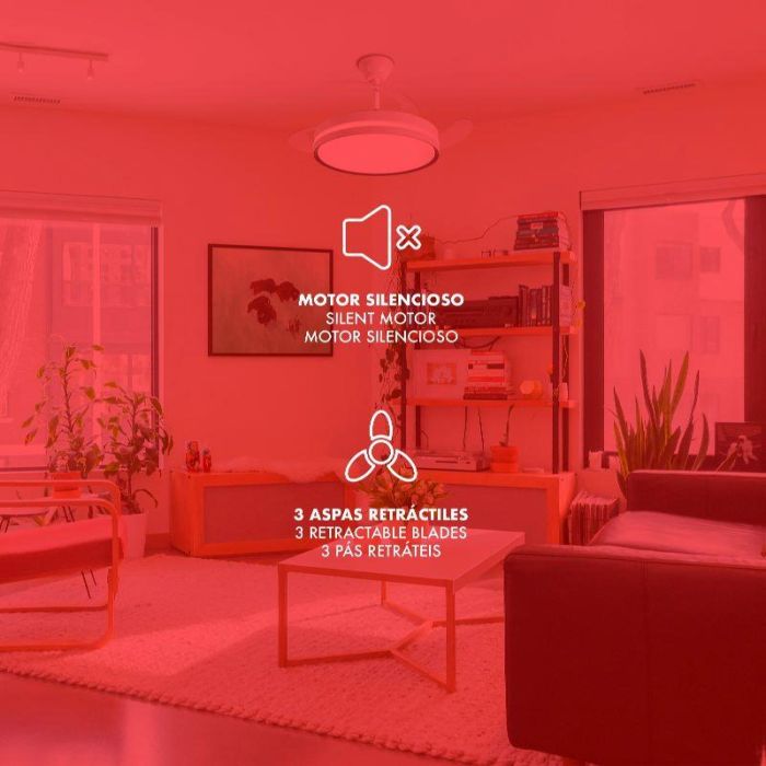 AVANT VENTILADOR DE TECHO 42" ASPAS RETRACTILES 30W MOTOR 36W LED 3 TEMPERATURAS CONTROL POR APP