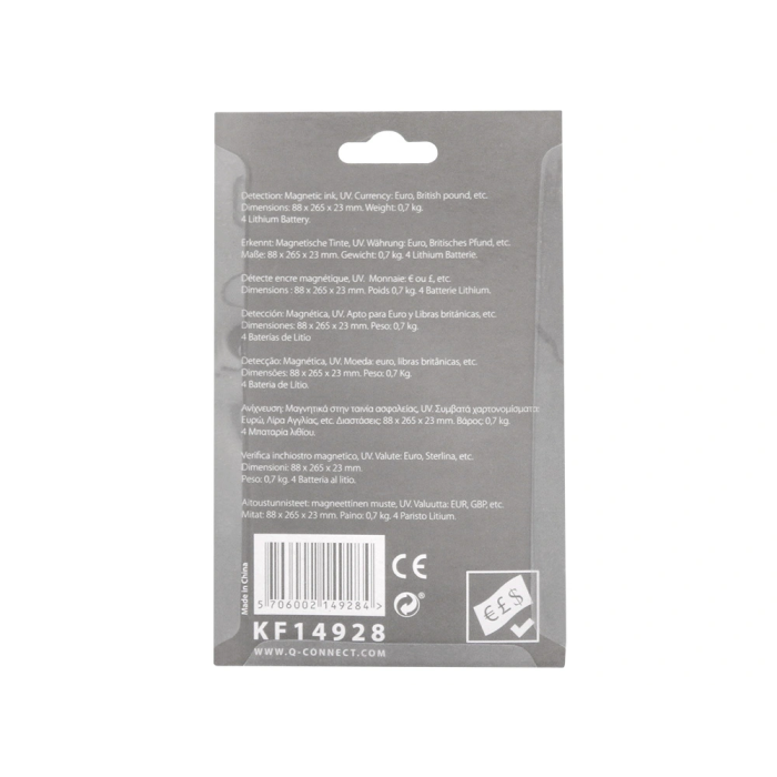 Q-connect Detector de Billetes Falsos Portátil de Bolsillo 8 Q-connect Detector de Billetes Falsos Portátil de Bolsillo 8