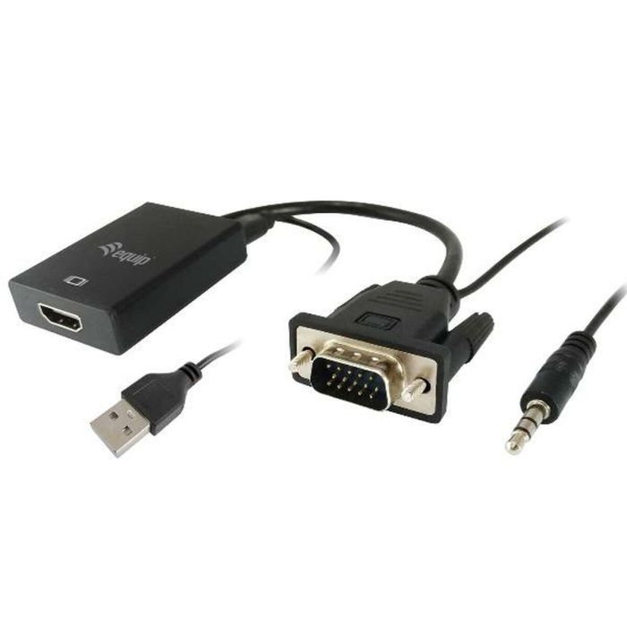 EQUIP ADAPTADOR VGA MACHO A HDMI HEMBRA CON AUDIO JACK 3.5" 0 EQUIP ADAPTADOR VGA MACHO A HDMI HEMBRA CON AUDIO JACK 3.5" 0