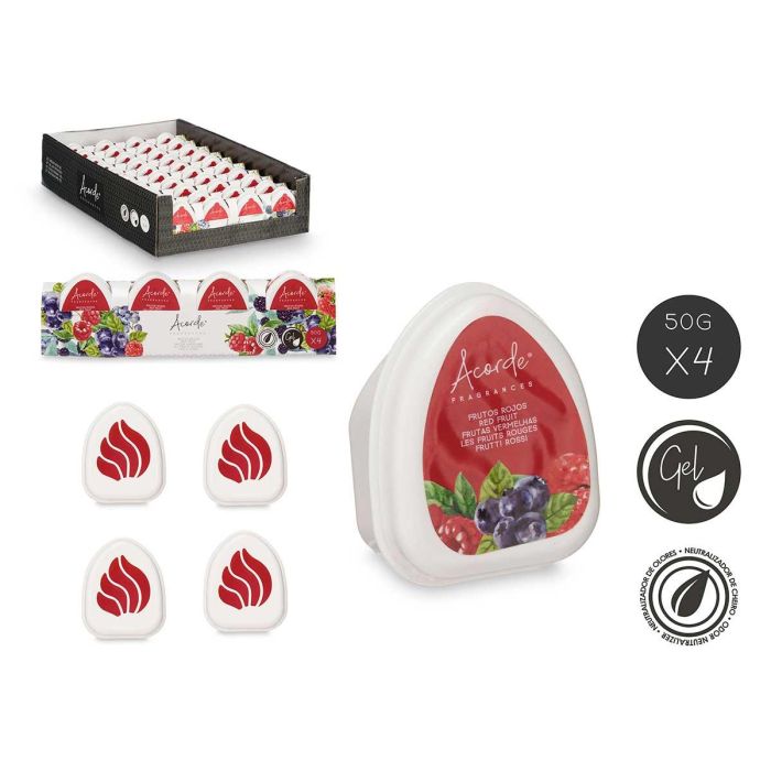 Ambientadores Mini Frutos Rojos Acorde - Set de 4, 24x7x4 cm, Gel, 50 gr (12 Unidades) Ambientadores Mini Frutos Rojos Acorde - Set de 4, 24x7x4 cm, Gel, 50 gr (12 Unidades)