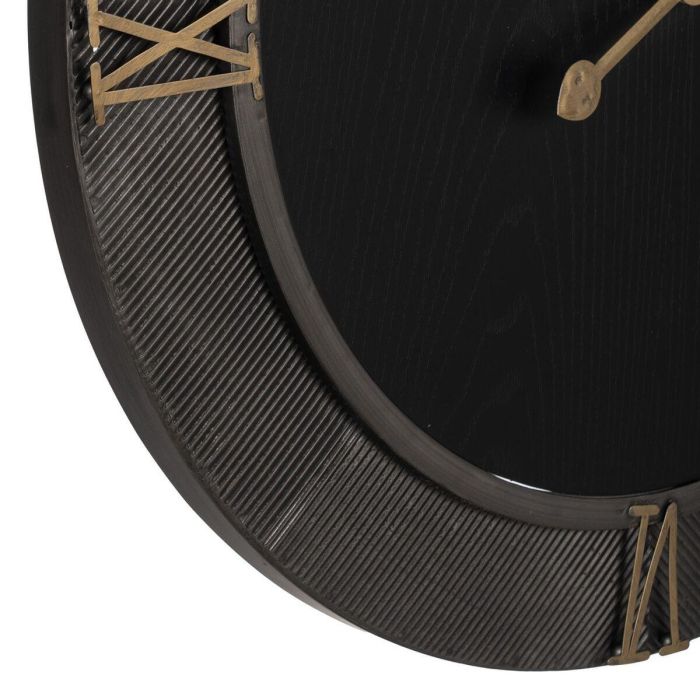 Reloj de Pared Negro Dorado Hierro Madera MDF 61 x 2,5 x 61 cm 3