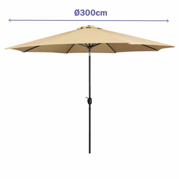 Marbueno Sombrilla Acero 8 Varillas D300 cm Polyester Marron Jardin, Piscina y Terraza 10485 1