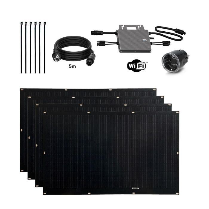 Kit Solar Autoinstalable Flex Full Black 800W x4 paneles solares ultraligeros y flexibles. Uso recomendado para balcón. 11