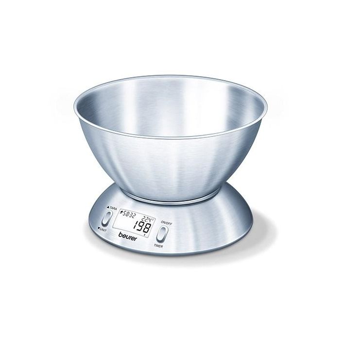 Beurer KS-54 Balanza de Cocina de Acero Inoxidable con Bol Extra Grande, Temporizador, Tara y Termómetro Beurer KS-54 Balanza de Cocina de Acero Inoxidable con Bol Extra Grande, Temporizador, Tara y Termómetro