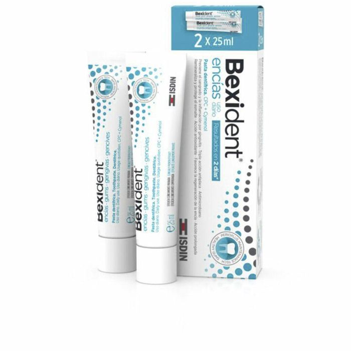 Isdin Bexident Encías Pasta Dentrífica Lote 2x 25ml para Prevención de Gingivitis, Sangrado e Inflamación, Cuidado Encías Delicadas Isdin Bexident Encías Pasta Dentrífica Lote 2x 25ml para Prevención de Gingivitis, Sangrado e Inflamación, Cuidado Encías Delicadas