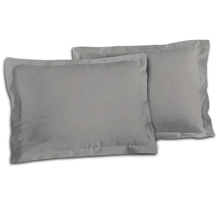 Lovely Home Juego de 2 fundas de almohada 100% Algodón 50x70 cm Gris Claro 1