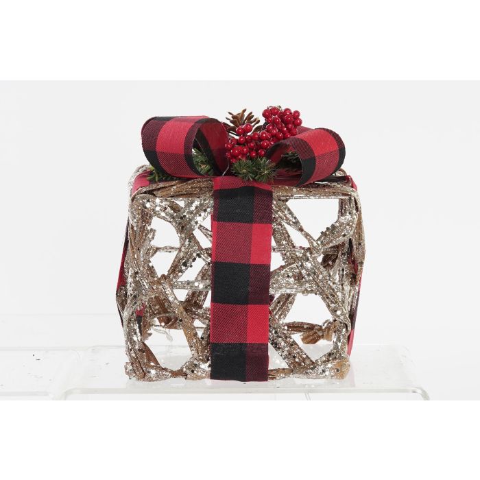 DKD Home Decor Regalo Navidad Alpina, Set 3 Piezas de Decoración LED, Fabricadas en Ratán y Purpurina, Tonalidades Natural y Rojo, Medidas 25x25x30 cm 3 DKD Home Decor Regalo Navidad Alpina, Set 3 Piezas de Decoración LED, Fabricadas en Ratán y Purpurina, Tonalidades Natural y Rojo, Medidas 25x25x30 cm 3