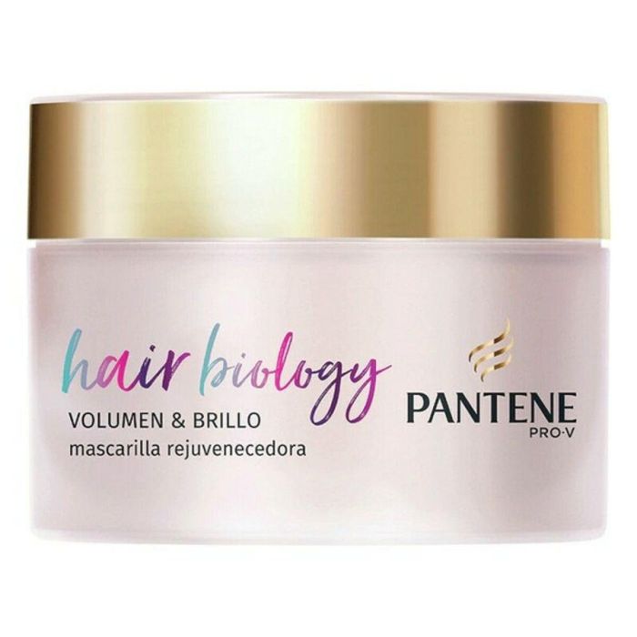 Pantene Hair Biology Volumen & Brillo mascarilla 160 ml para cabello sin volumen y dañado, con flor de loto y Omega-9