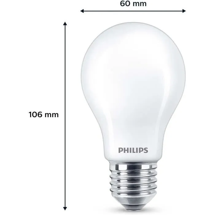 Philips Bombilla LED Clásica A60 E27 60W Blanco Cálido No Regulable Pack 3 Unidades 2