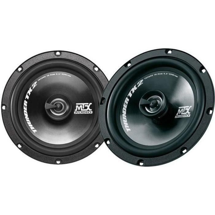 MTX TX265C Altavoz coaxial 2 vías Ø16.5cm 65W RMS 260W Pico 4O 92.5dB con membrana de polipropileno, rejillas incluidas y 62.5mm profundidad