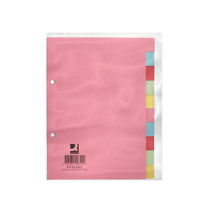 Q-connect Separador Cartulina DIN A5 Juego de 10 Separadores con Pestañas Colores Pastel Certificado Blue Angel y PEFC 8